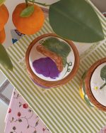 Vintage Fruit Lidded Condiment Jar Set of 2