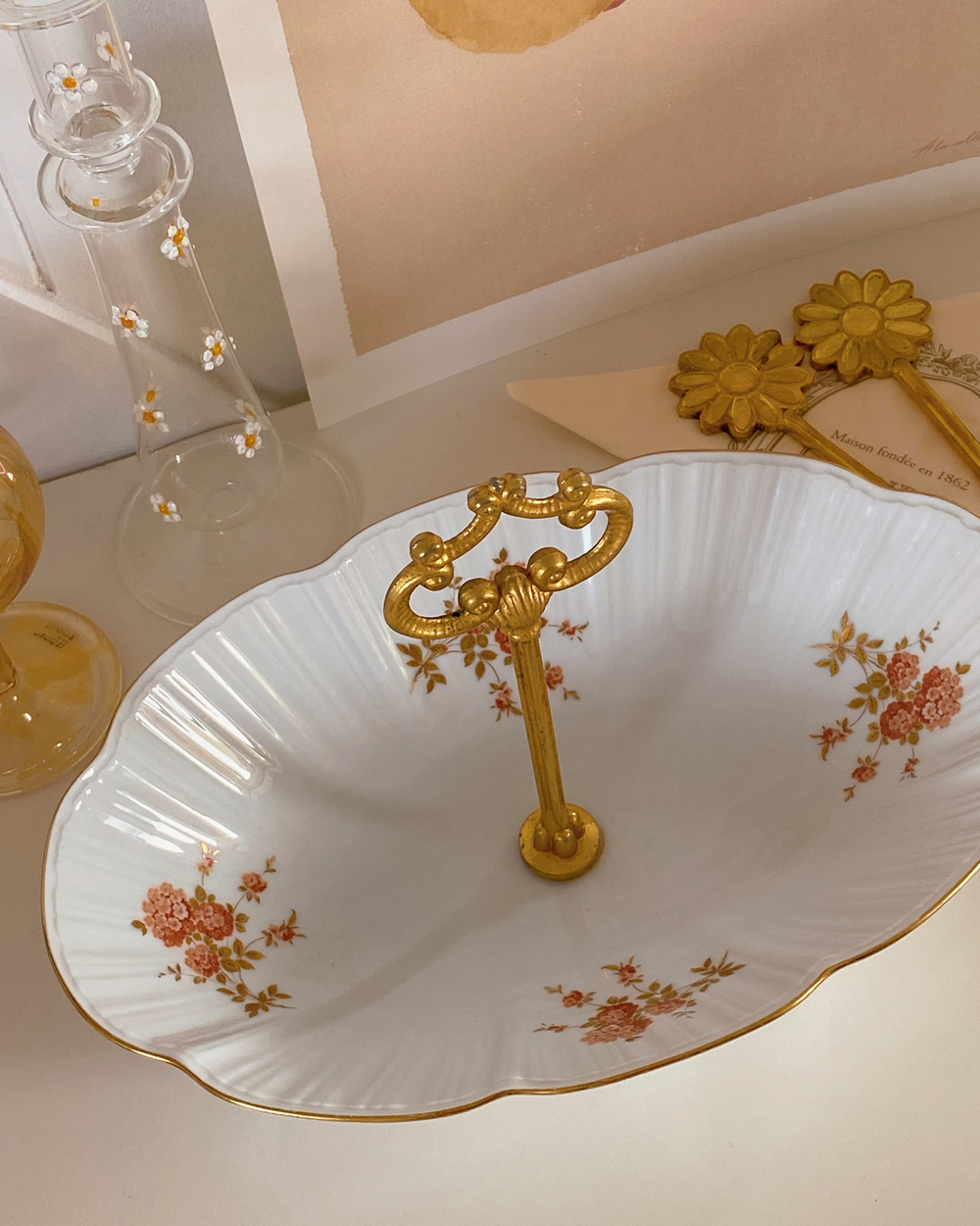 Vintage Orange Blossom Porcelain Serving Dish