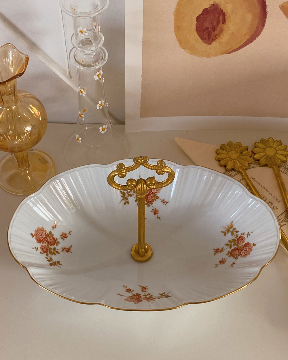 Vintage Orange Blossom Porcelain Serving Dish