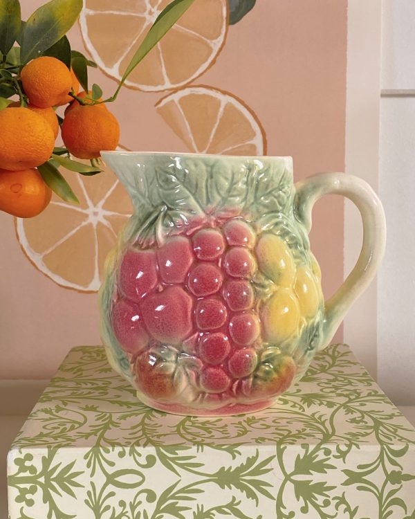 Vintage Salins Les Bains Majolica Fruit Pitcher