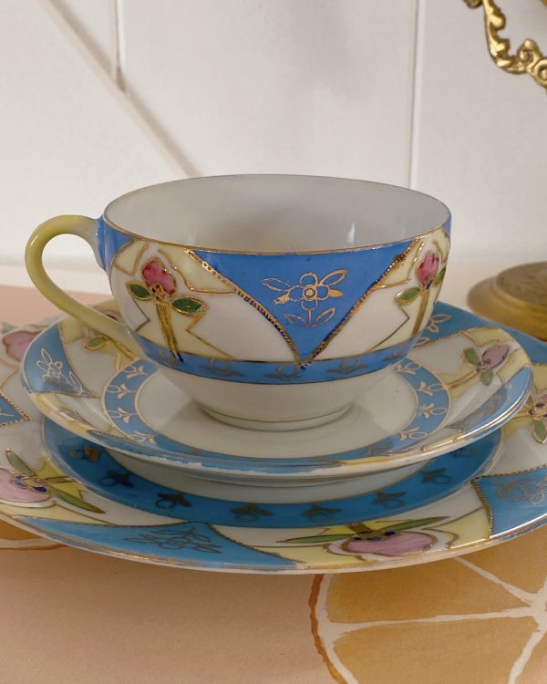 Vintage Hand Painted Japanese Porcelain Tea Trio