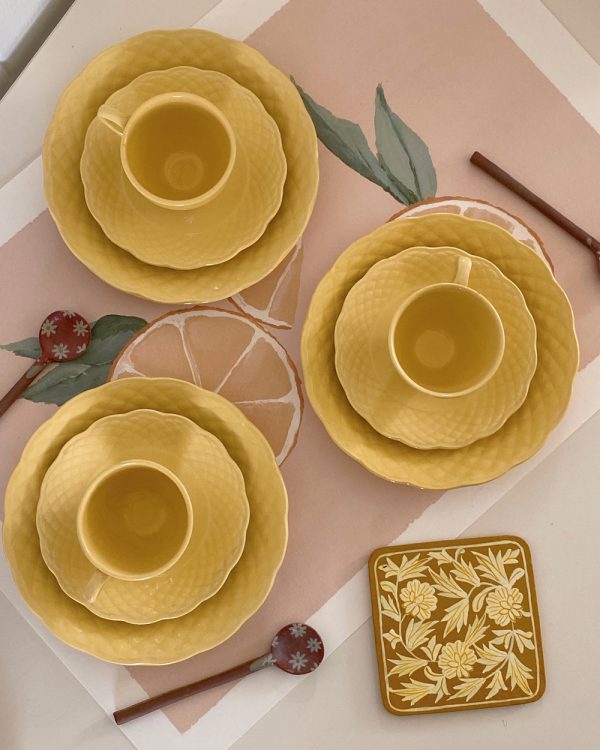 Vintage Sol Sunflower Butter Yellow Tea Trio
