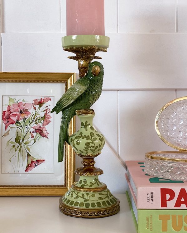 Botanical Green Parrot Candle Holder