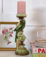 Botanical Green Parrot Candle Holder