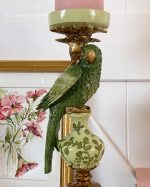 Botanical Green Parrot Candle Holder