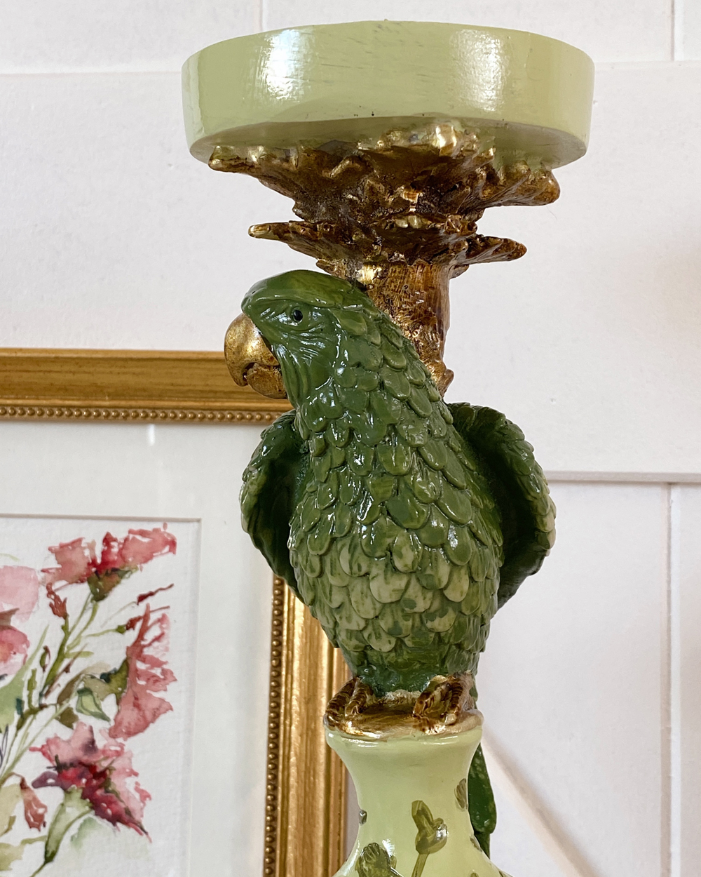 Botanical Green Parrot Candle Holder