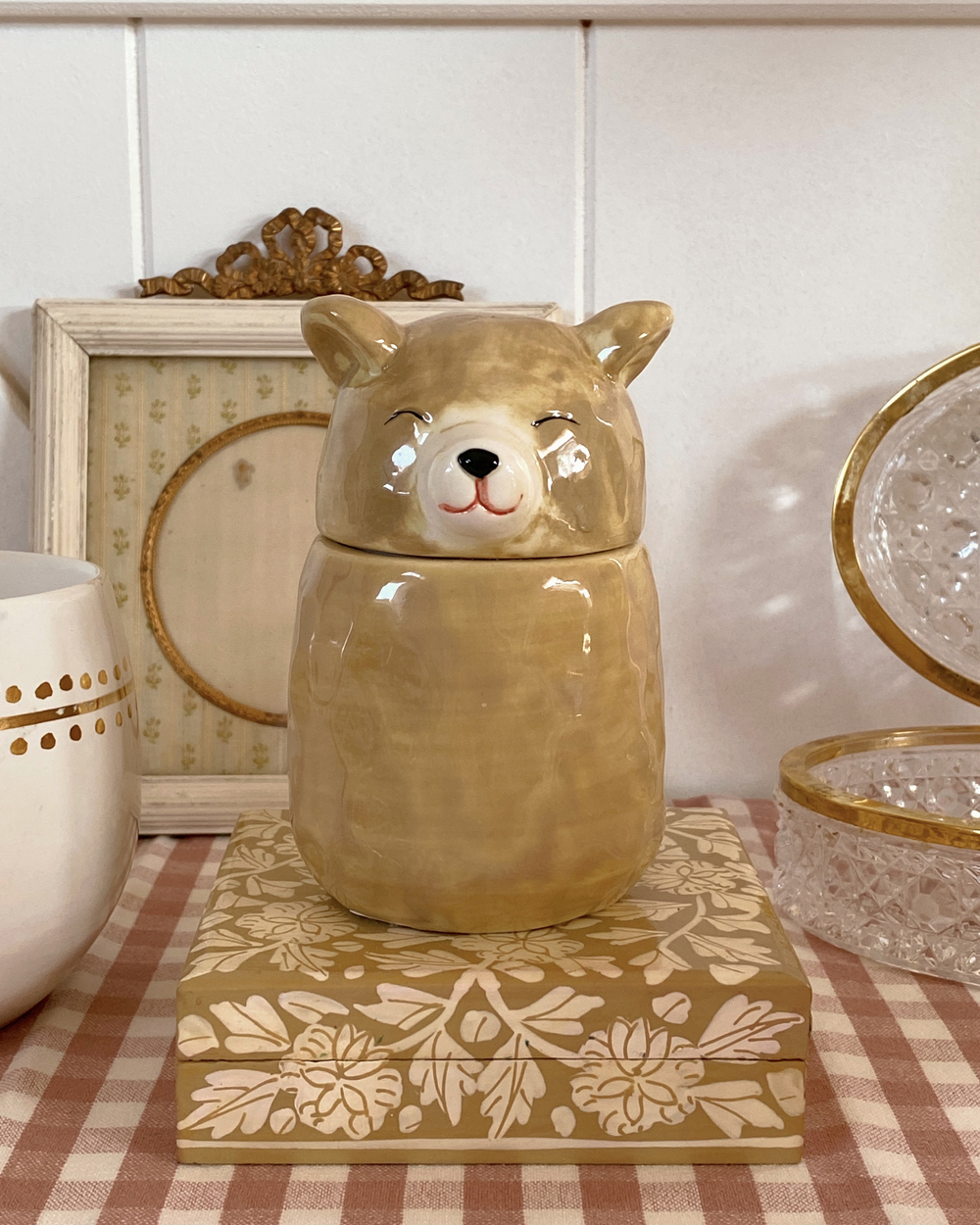 Cottage Bear Ceramic Jar