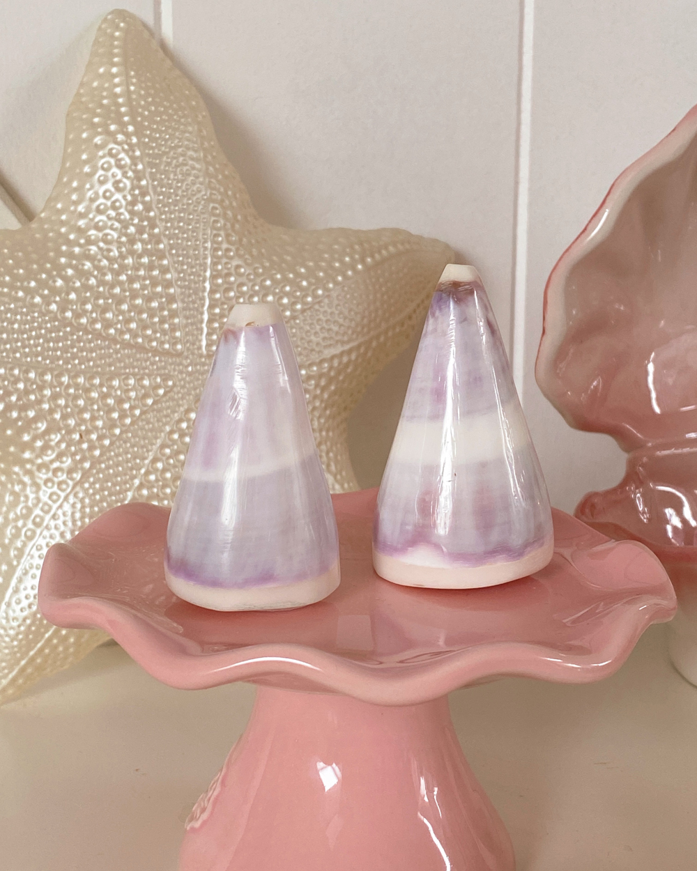 Natural Shell Salt Pepper Shaker Set