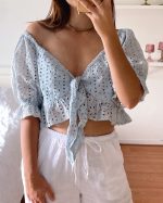 Morning Dew Eyelet Tie Top