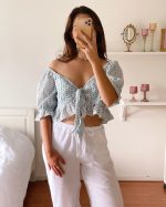 Morning Dew Eyelet Tie Top