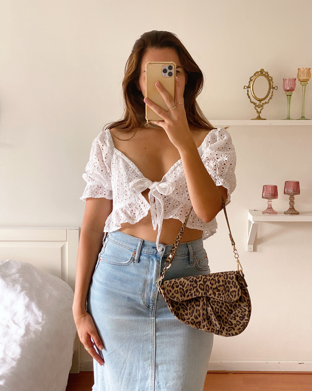 Morning Dew Eyelet Tie Top