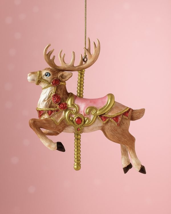 Circus Deer Pink Carousel Ornament