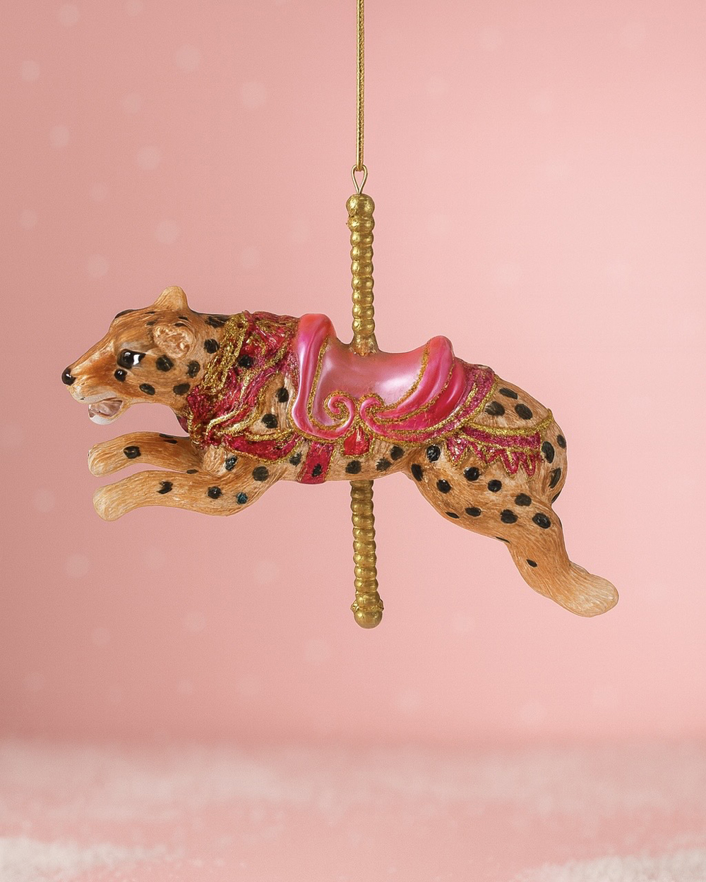 Circus Leopard Pink Carousel Ornament