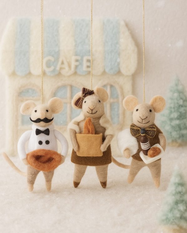 French Bistro Mouse Wool Ornament