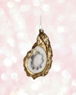 Glitter Pearl Oyster Glass Ornament