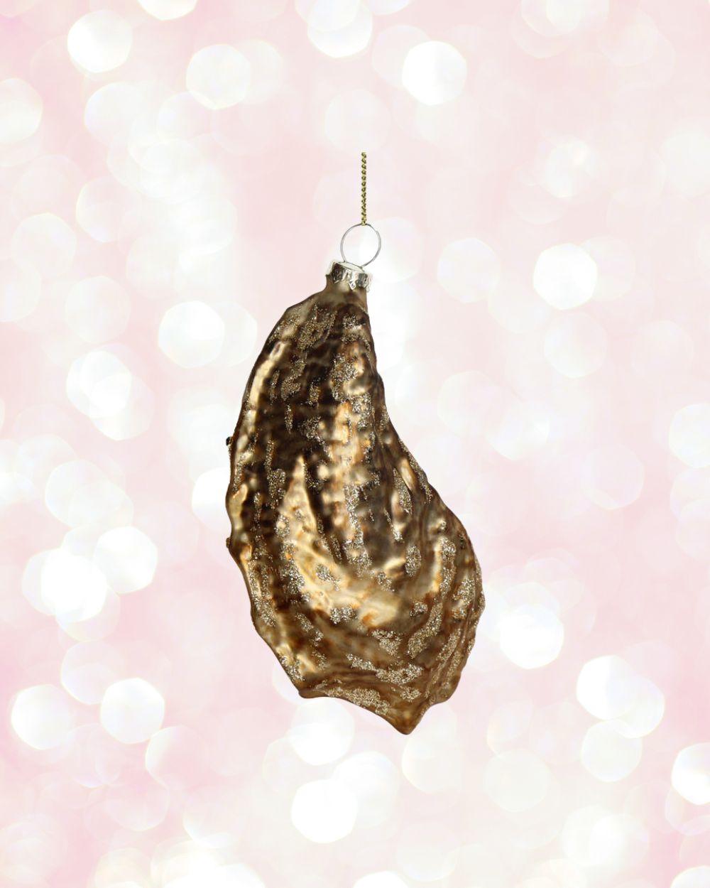 Glitter Pearl Oyster Glass Ornament