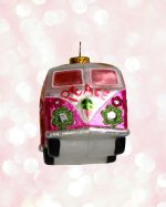 Hippie Bus Glass Ornament