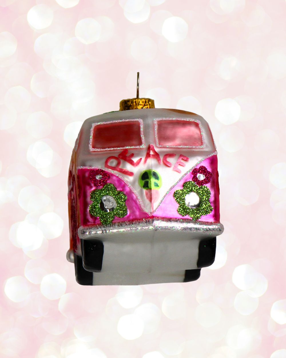 Hippie Bus Glass Ornament