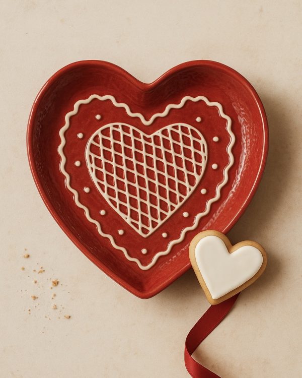 Holly Heart Ceramic Dessert Plate