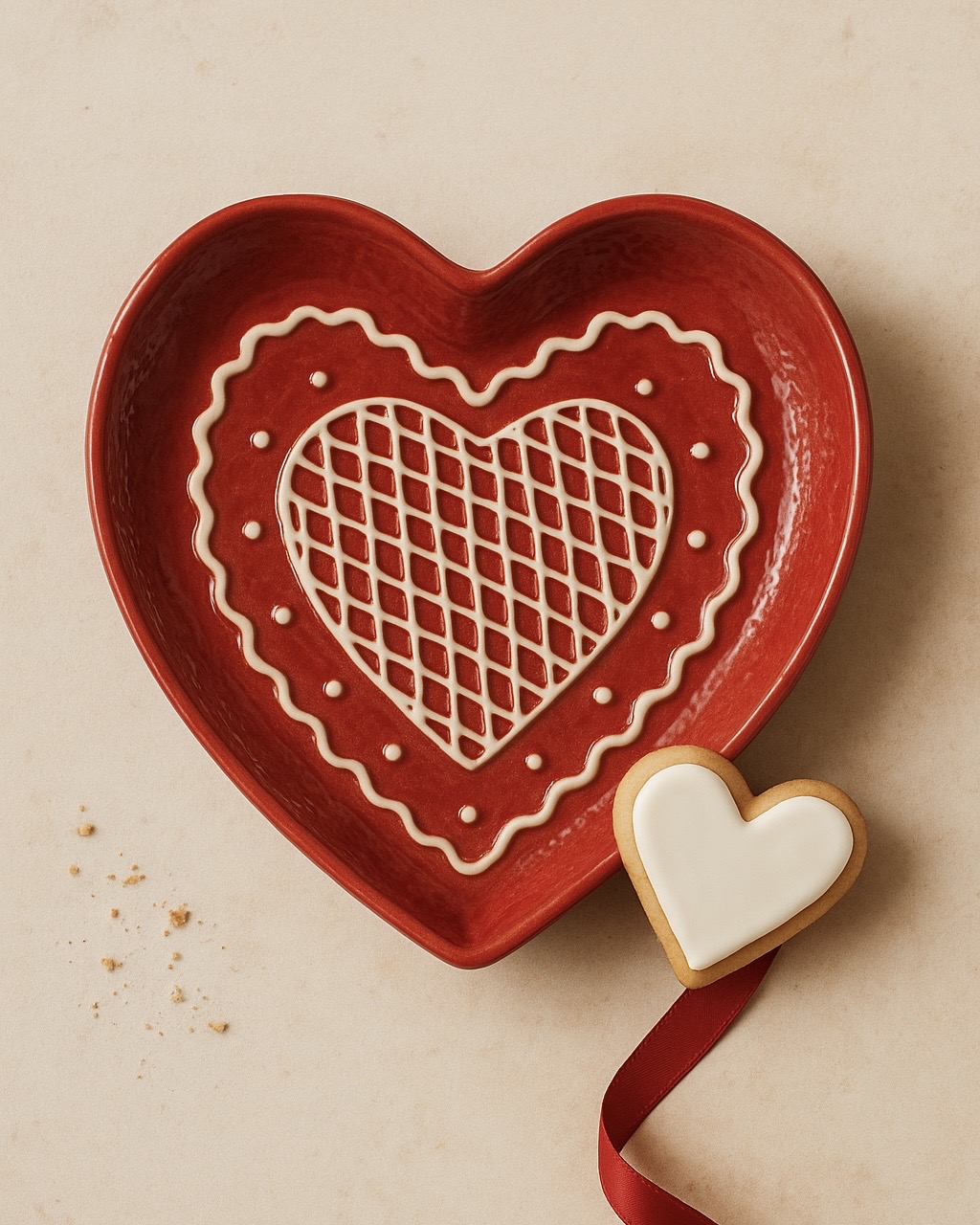 Holly Heart Ceramic Dessert Plate