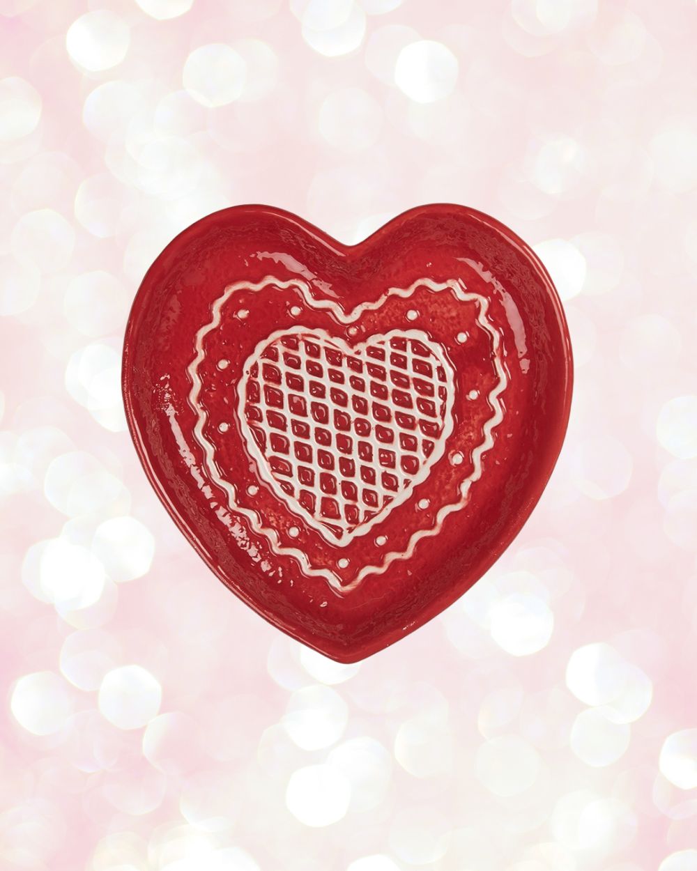 Holly Heart Ceramic Dessert Plate