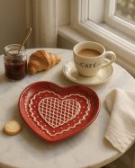 Holly Heart Ceramic Dessert Plate