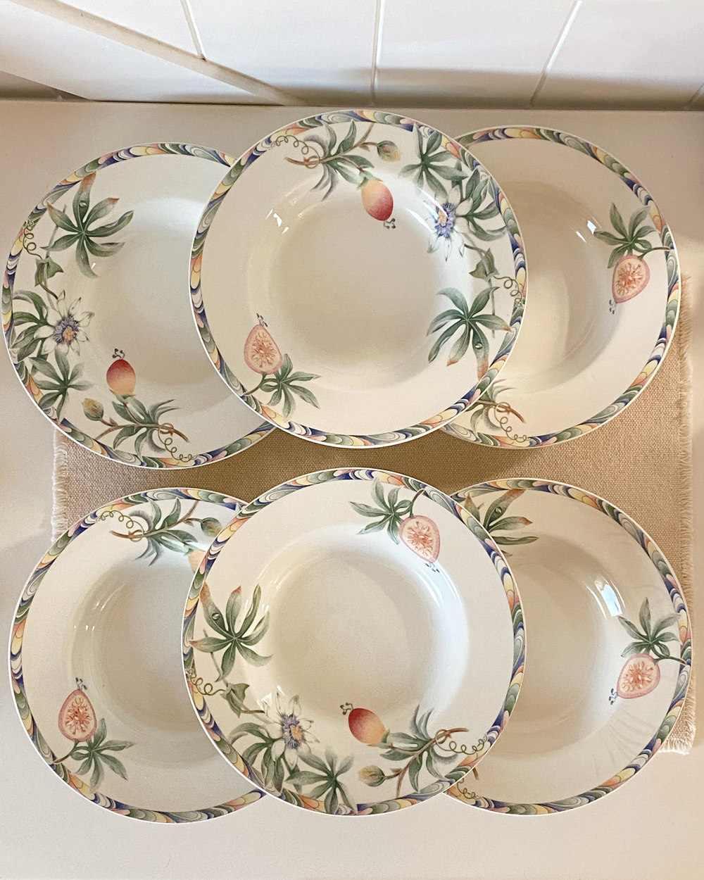 Vintage Barratts England Exotic Fruit Dinner Plate Set of 6