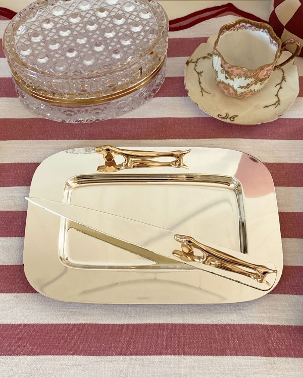 Vintage Dachshund Letter Opener & Tray Set
