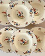 Vintage Hanley Newhall Staff England Bird of Paradise Dinner Plate Set of 6