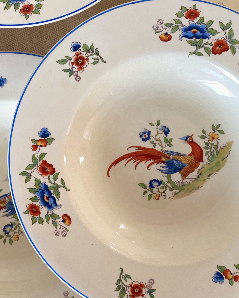 Vintage Hanley Newhall Staff England Bird of Paradise Dinner Plate Set of 6