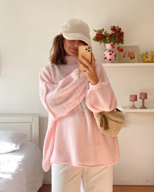 Oversized Wool Blend Sweater Powder Pink