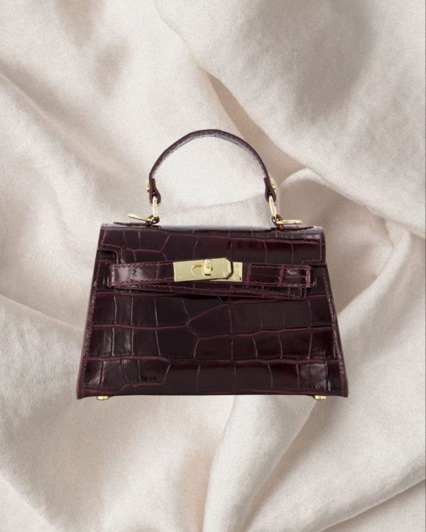 Leather Croco Marquise Bag