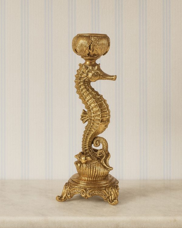 Gold Seashorse Candle Holder