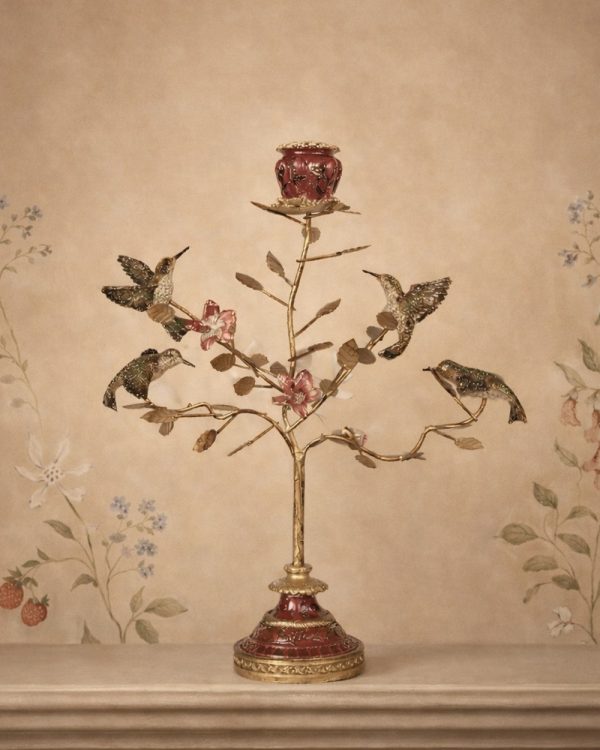 Hummingbird Floral Candle Holder