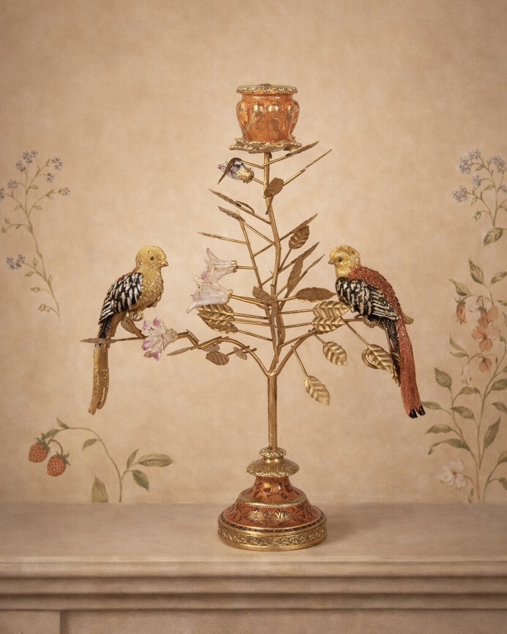 Paradise Bird Floral Candle Holder