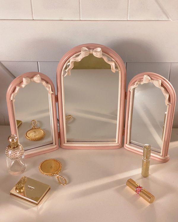 Pink Bow Trifold Vanity Mirror