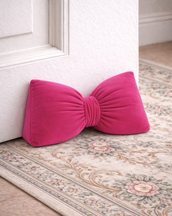 Pink Velvet Bow Door Stopper