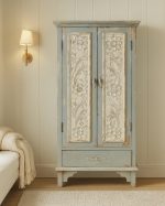 Provence Mist Wood Storage Cabinet