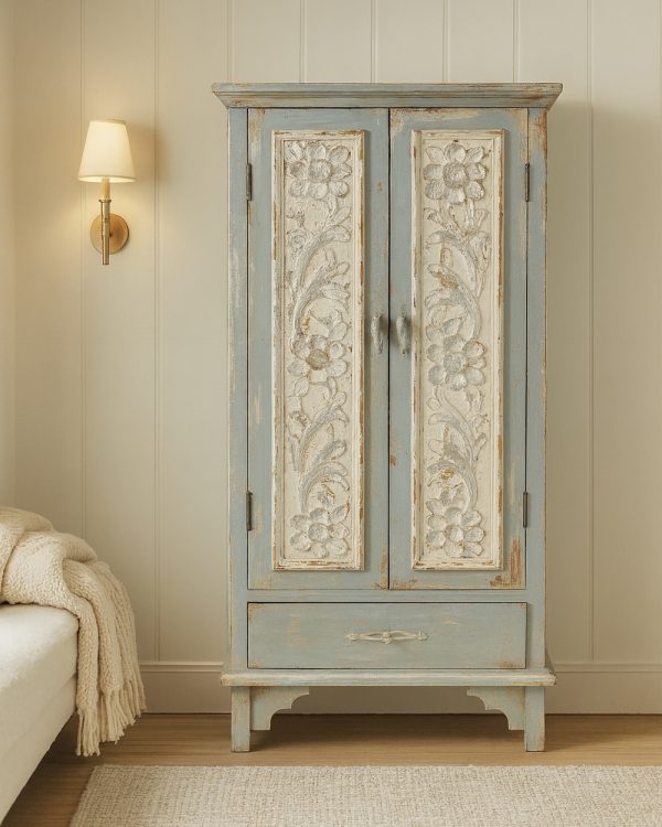 Provence Mist Wood Storage Cabinet