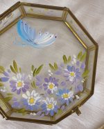 Vintage Hand Painted Glass Jewelry Box