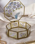 Vintage Hand Painted Glass Jewelry Box