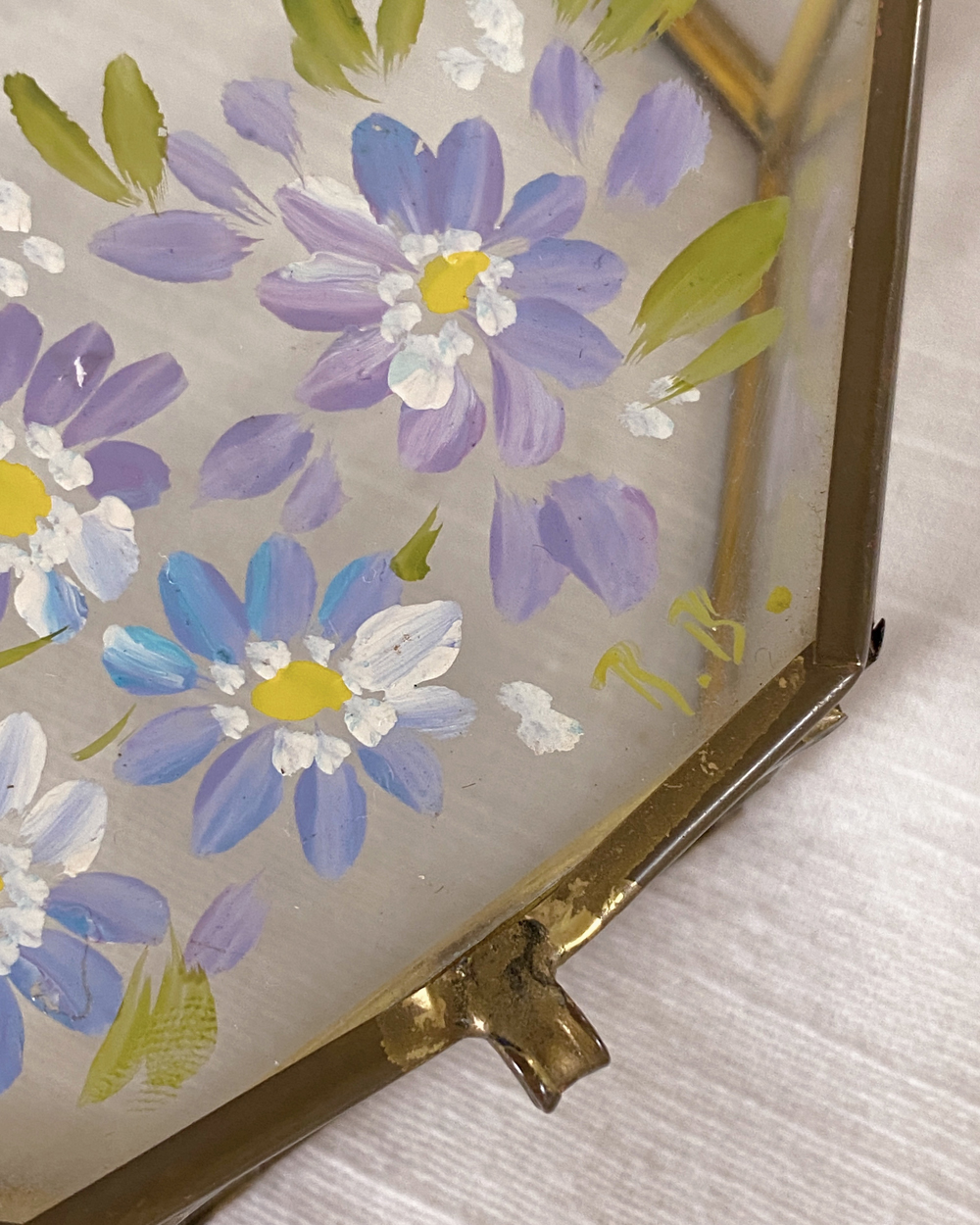 Vintage Hand Painted Glass Jewelry Box