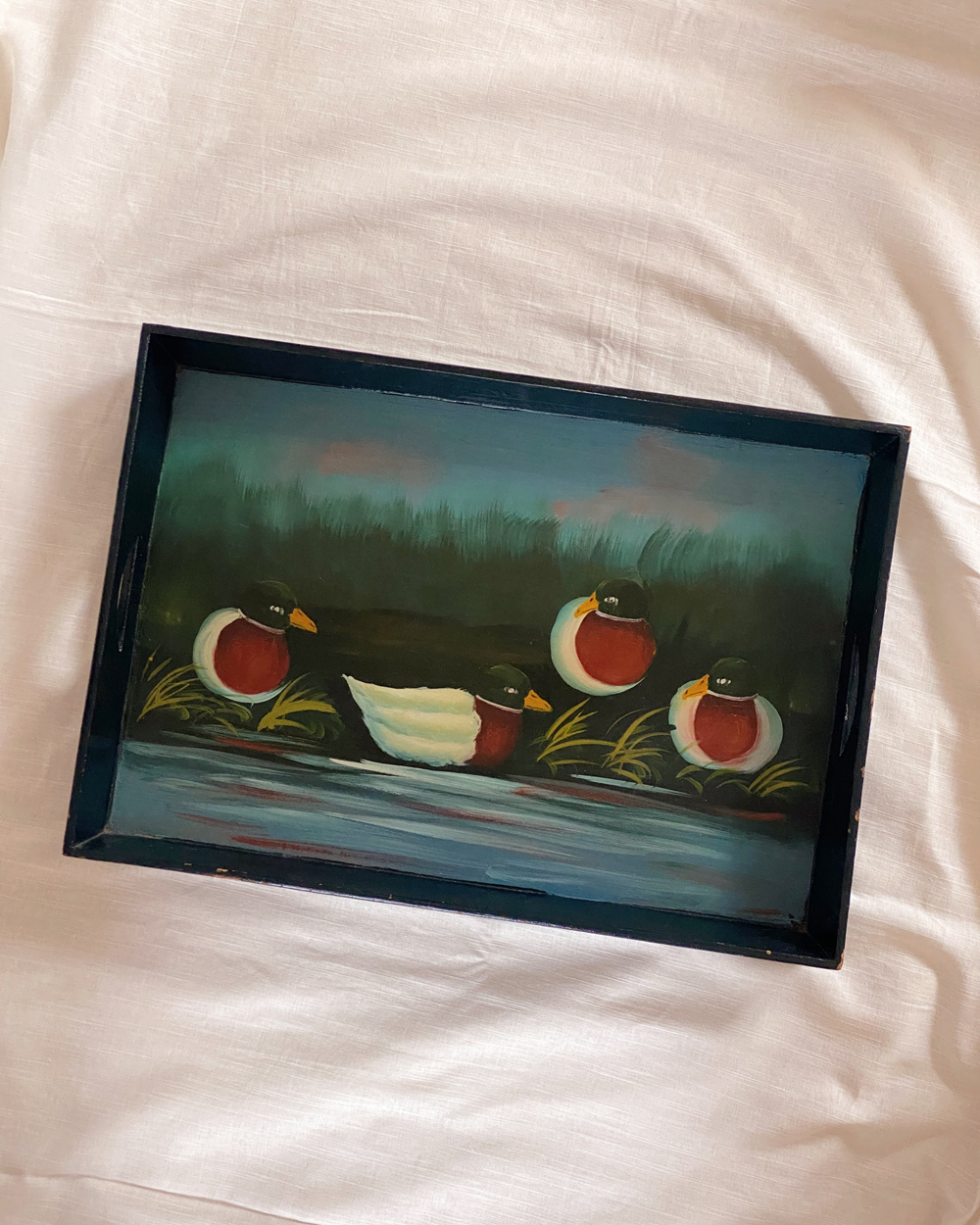 Vintage Mallard Duck Wood Serving Tray
