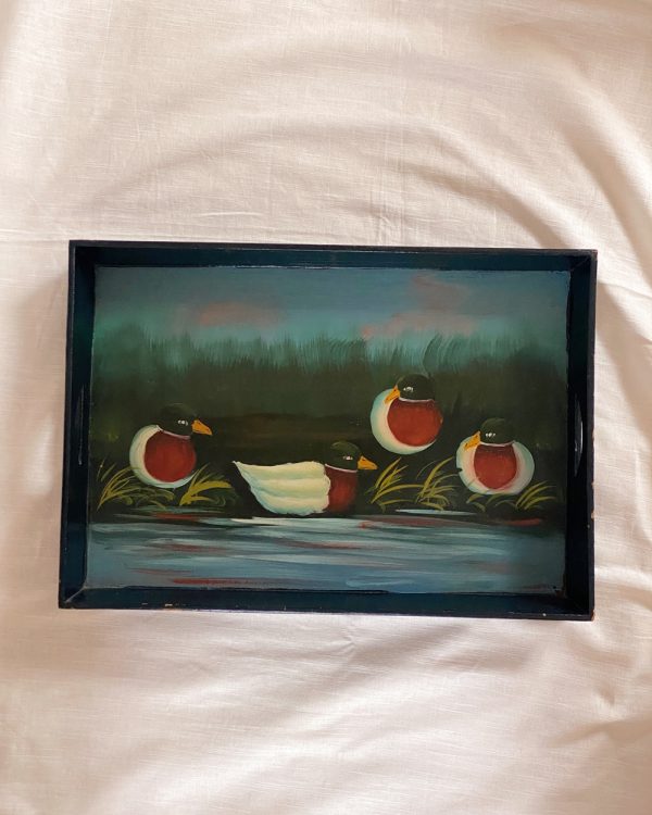 Vintage Mallard Duck Wood Serving Tray
