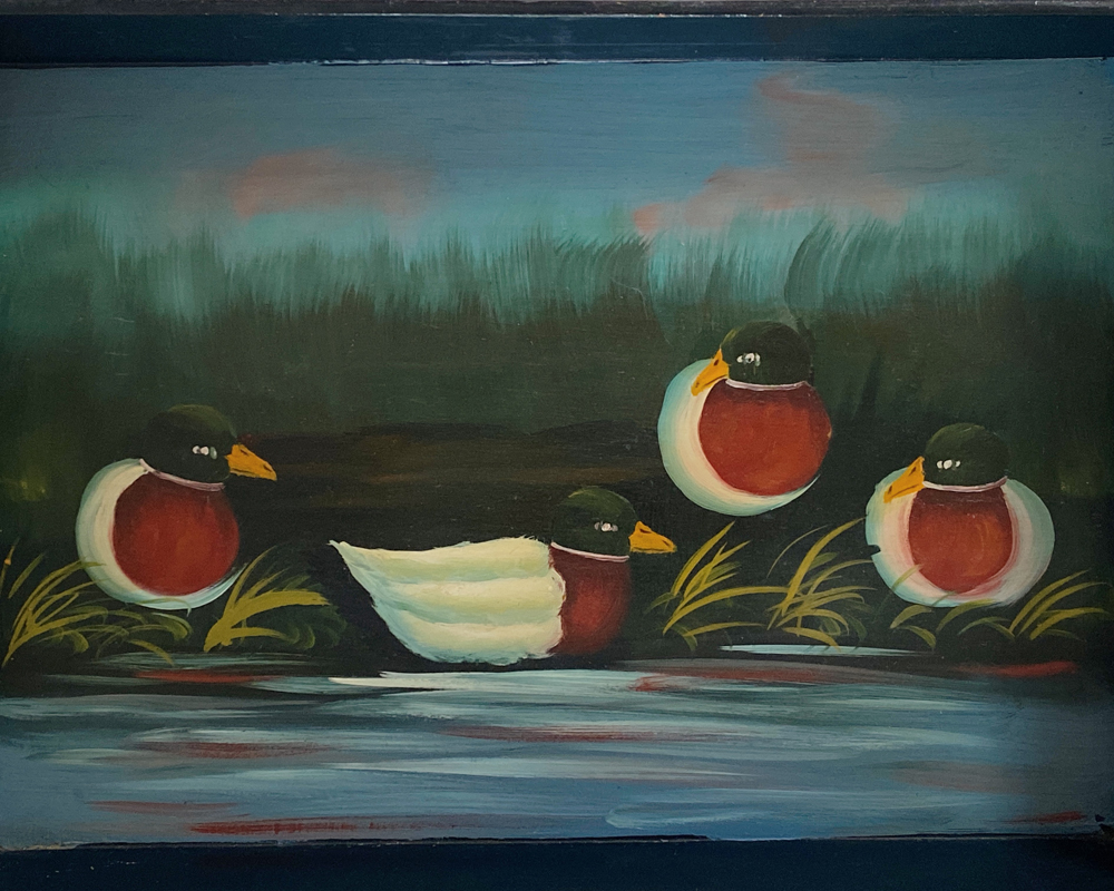 Vintage Mallard Duck Wood Serving Tray