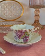 Antique Victorian Rose Scalloped Cup Saucer Set