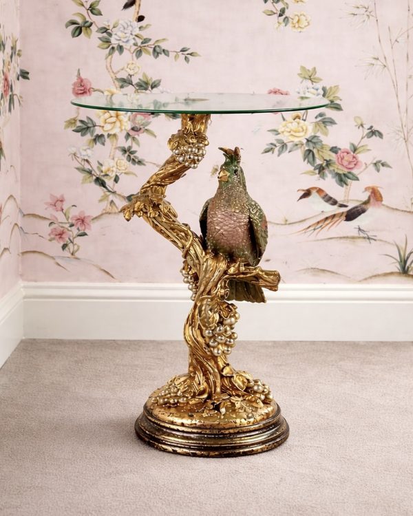 Hollywood Regency Parrot Glass Side Table