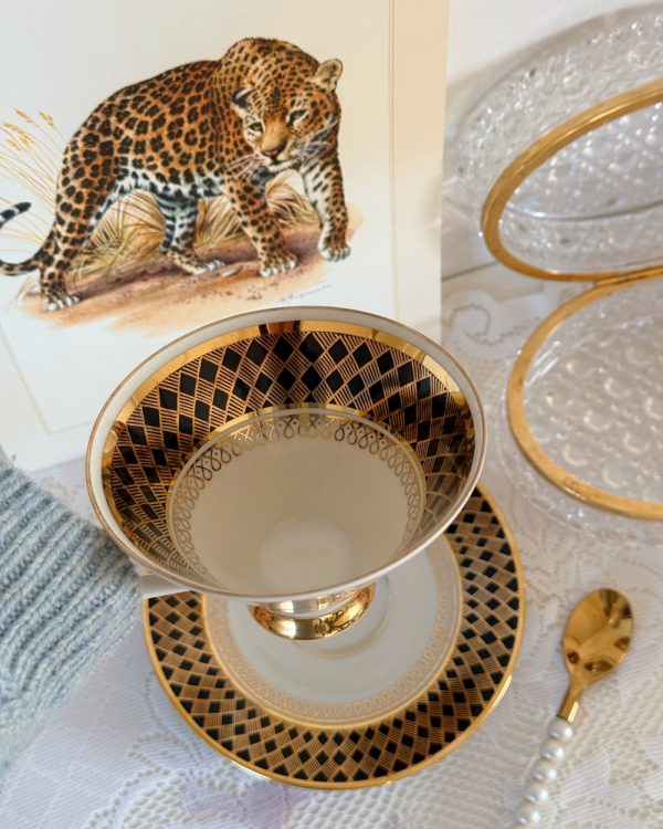 Vintage Black & Gold Art Deco Cup Saucer Set