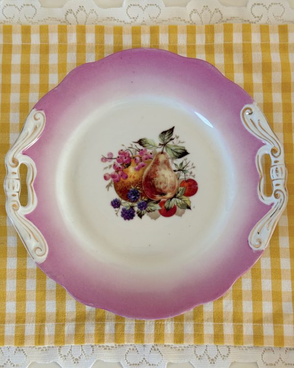 Vintage Pink Ombre Handled Fruit Serving Plate