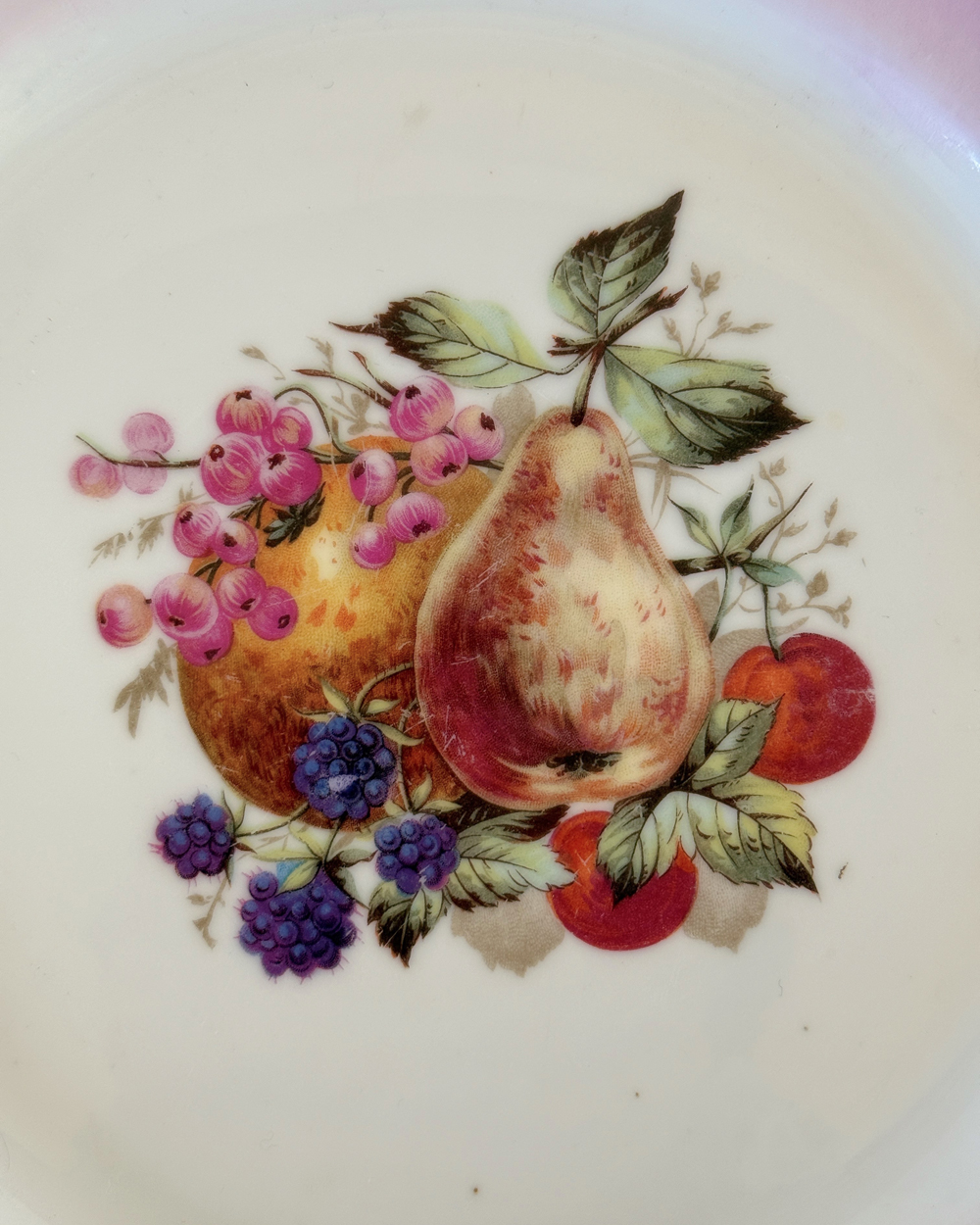 Vintage Pink Ombre Handled Fruit Serving Plate